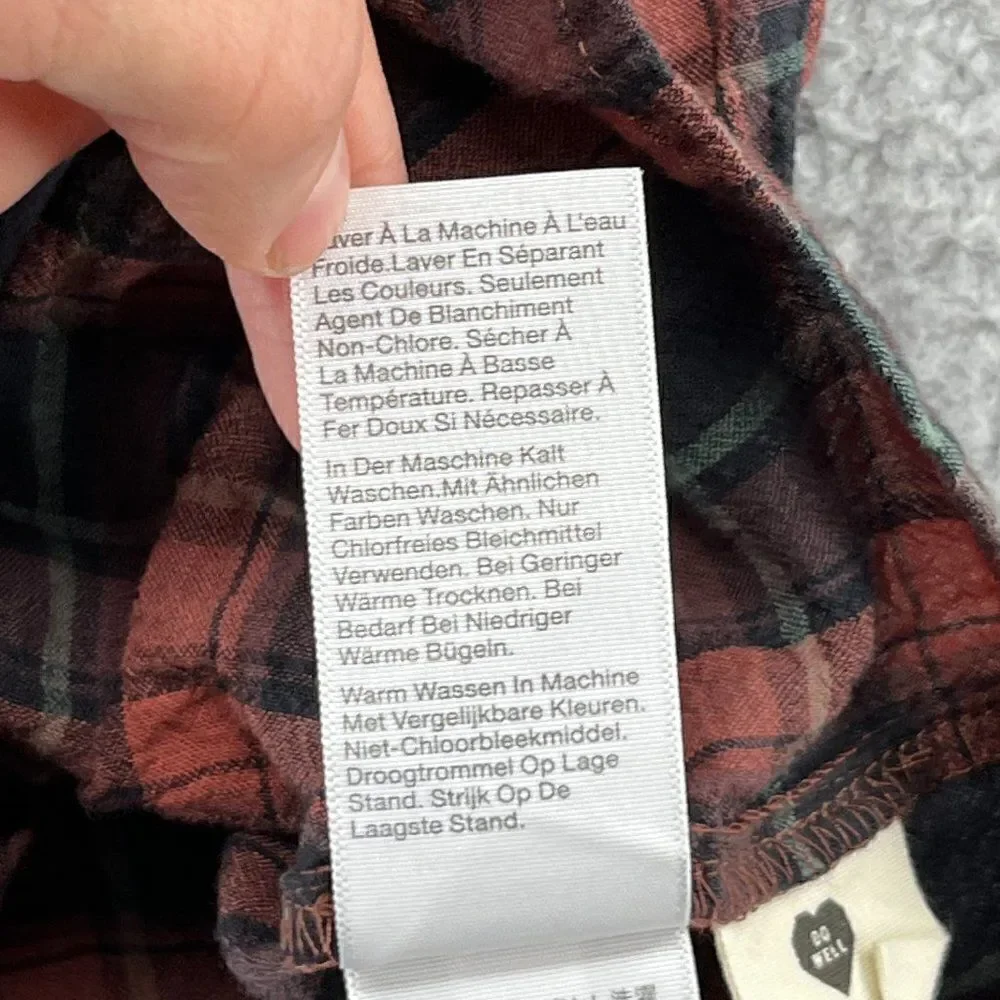 Madewell Gathered V-Neck Top in Plaid